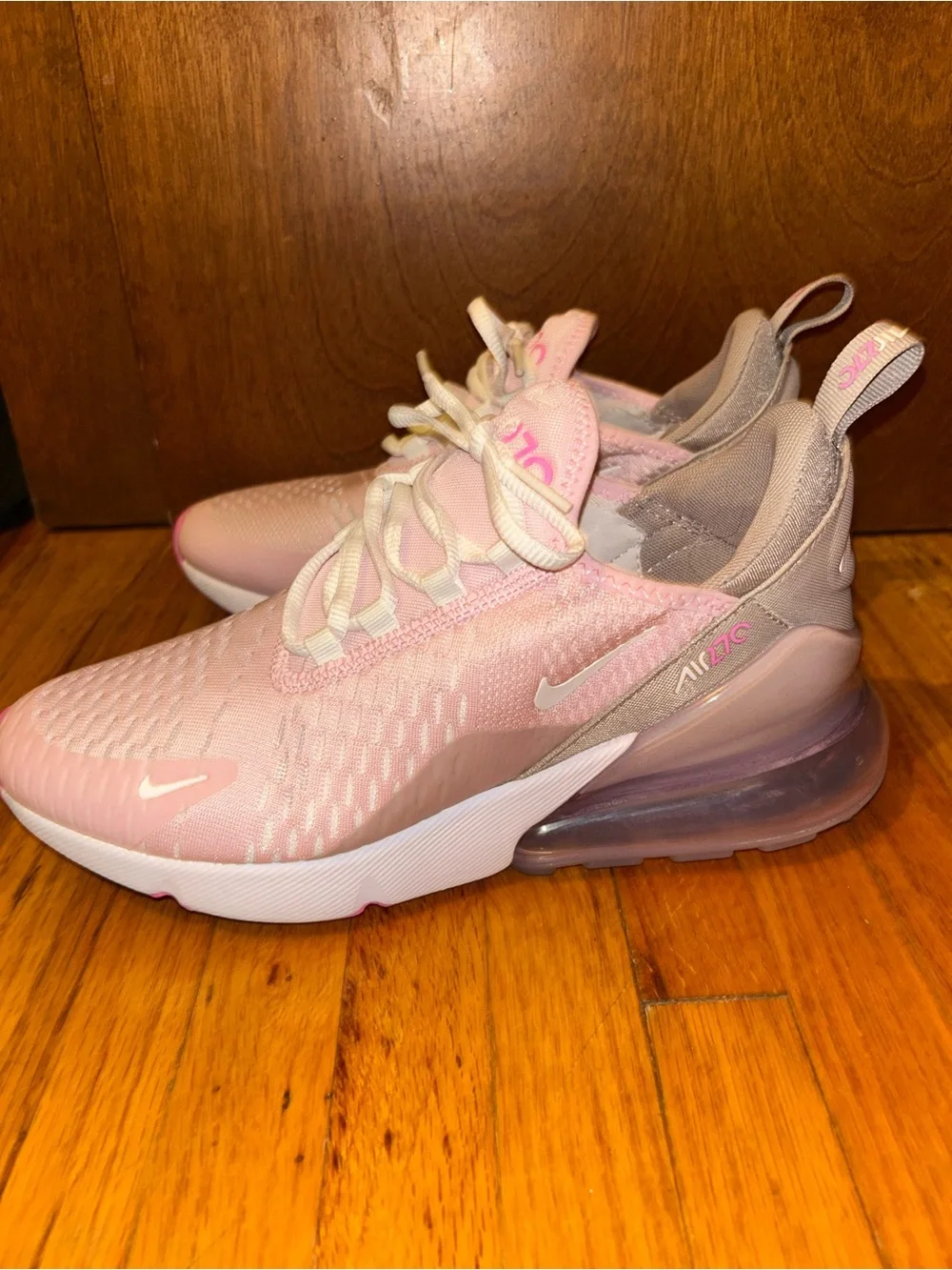 Nike Kids Pink and Light Gray Air Max 270 Sneakers